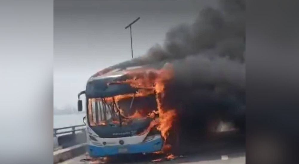 THIRD MAINLAND BUS BLAZE: NO LIVES LOST IN MIRACLE ESCAPE
